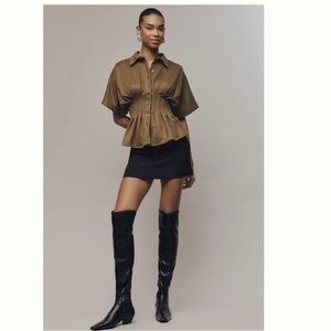 EXQUISE TOBIE WAISTED BUTTON-DOWN SHIRT